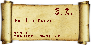 Bognár Korvin névjegykártya
